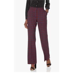 Trina Turk Multi-Color Flat/ Straight Leg  Plaid Pants, 12